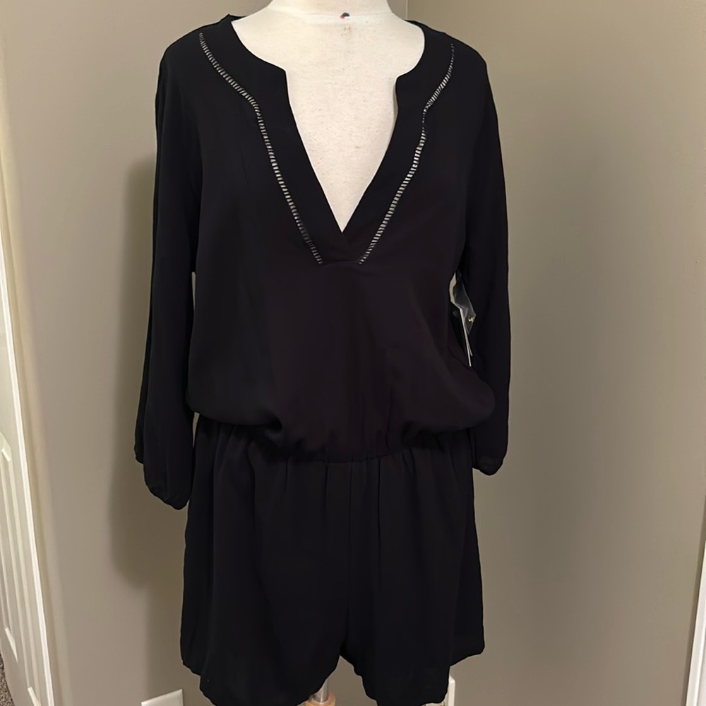 NWT Just Fab Long Sleeve Black Romper XLarge